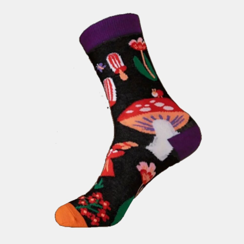 "Mushroom Forest" Colorful Fun Socks